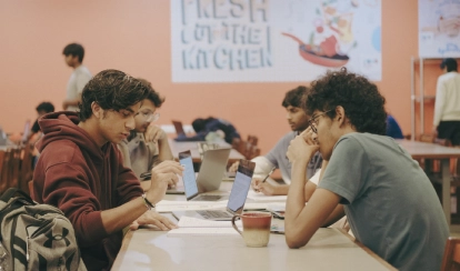 Students studying together. 